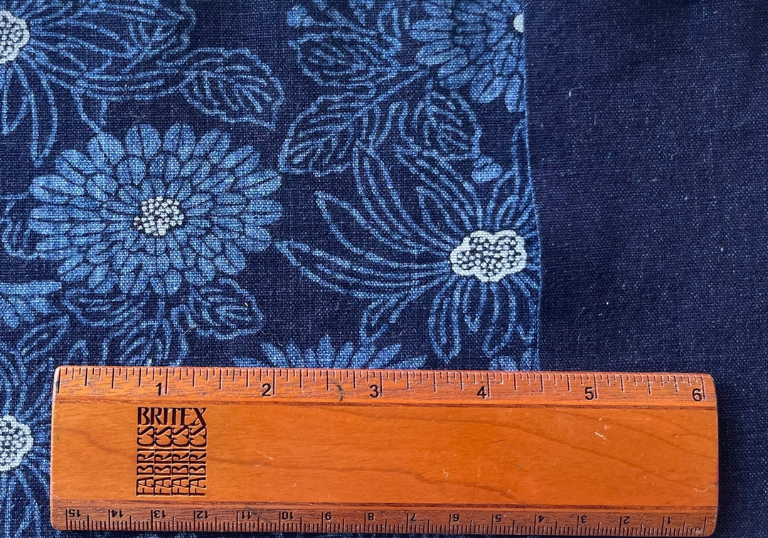 Floating Chrysanthemums Traditional Tsutsugaki Indigo Cotton (Made in Japan)
