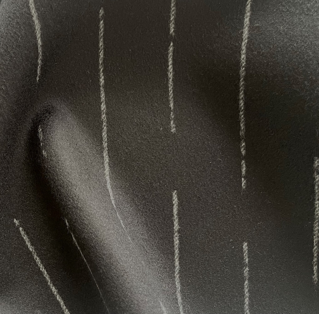 Piacenza Chalk Lines on Coal Double-Faced Wool Melton Coating (Made in Italy)
