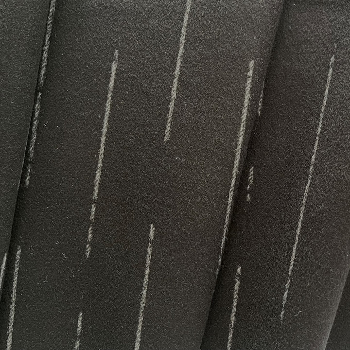 Piacenza Chalk Lines on Coal Double-Faced Wool Melton Coating (Made in Italy)