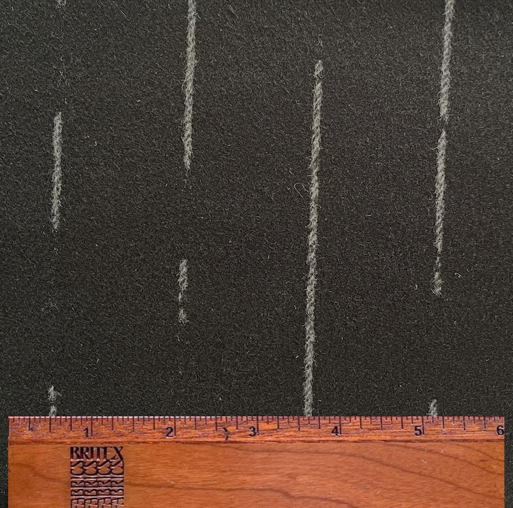 Piacenza Chalk Lines on Coal Double-Faced Wool Melton Coating (Made in Italy)