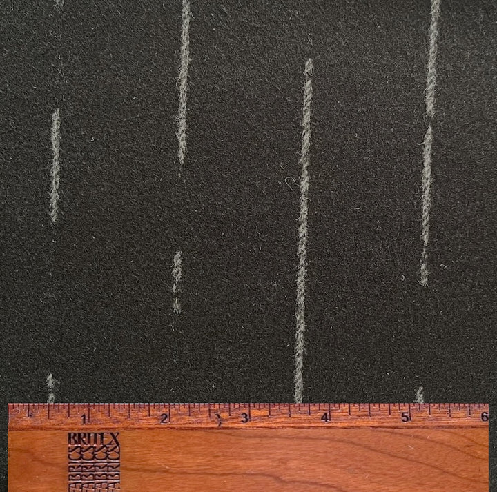 Piacenza Chalk Lines on Coal Double-Faced Wool Melton Coating (Made in Italy)