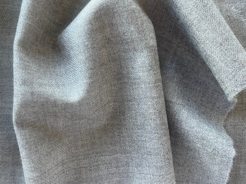 Lighter-Weight Moonlit Greige Wool Flannel (Made in Italy)