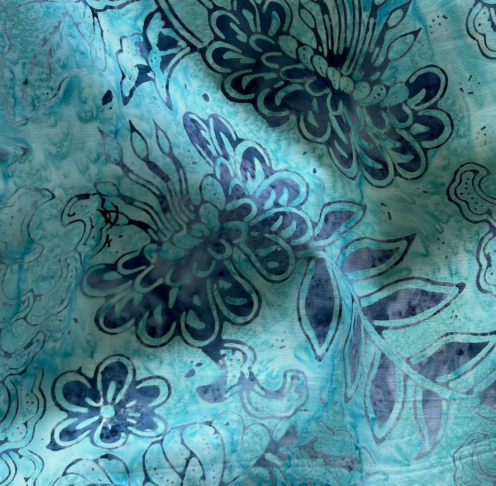 Jellyfish & Sea Coral Aquamarine Cotton Batik (Made in Indonesia)