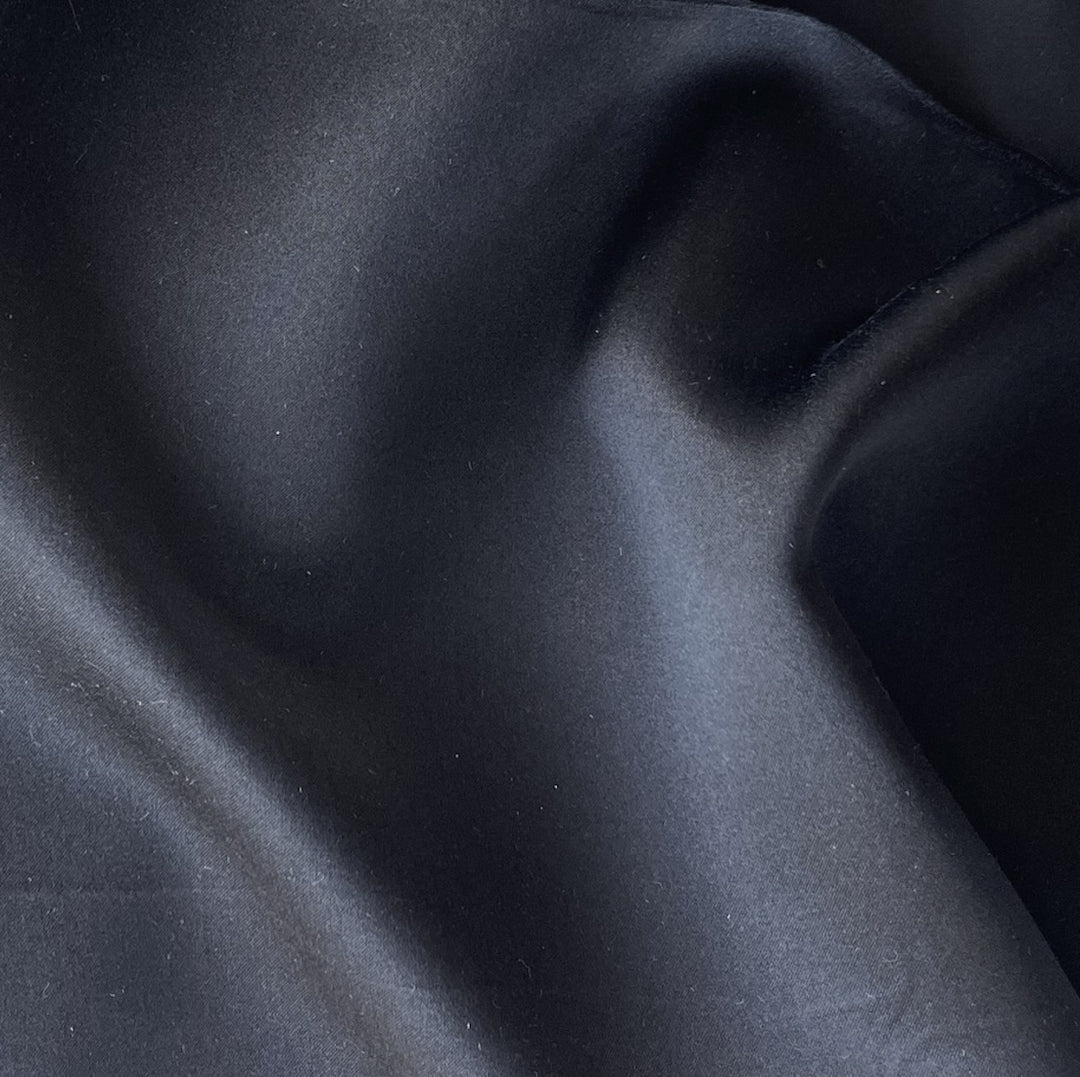 Heavier Ebony Elegance Silk Satin Blend Charmeuse (Made in Italy)