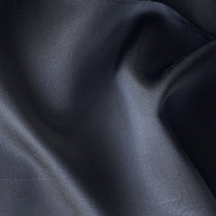 Heavier Ebony Elegance Silk Satin Blend Charmeuse (Made in Italy)