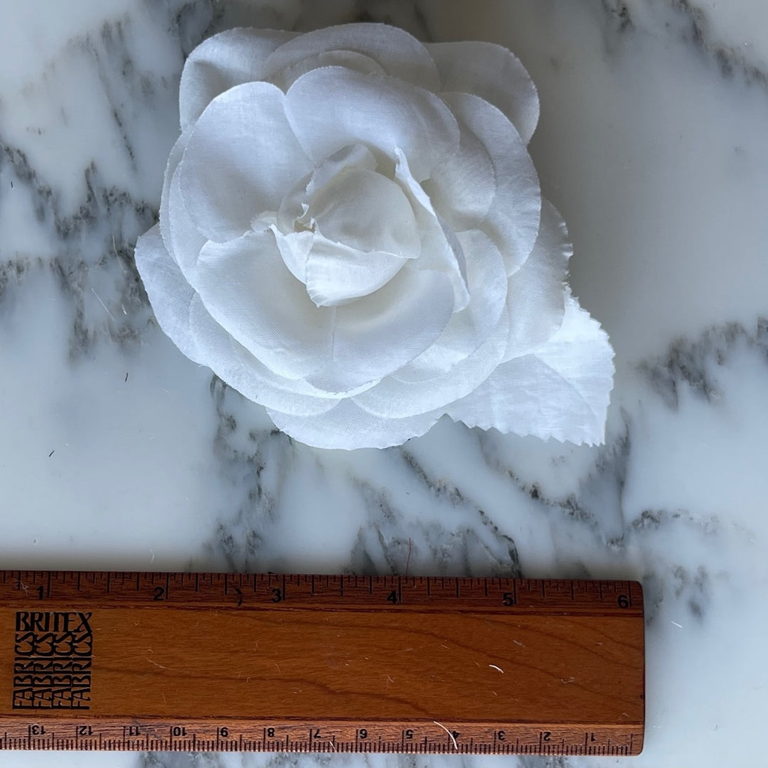 Snowy White Cotton Batiste Camellia Flower (Made in USA)