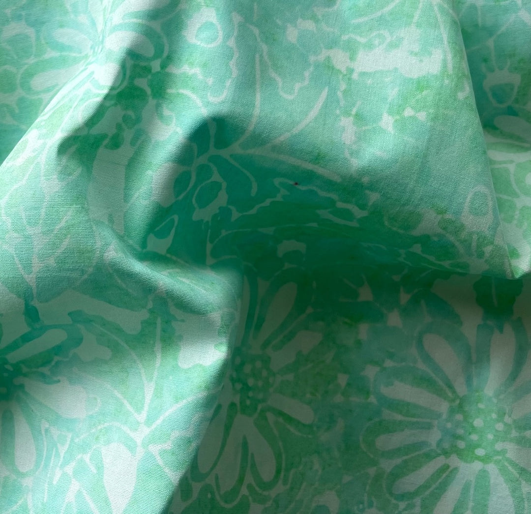 Minty Daisies Cotton Batik (Made in Indonesia)