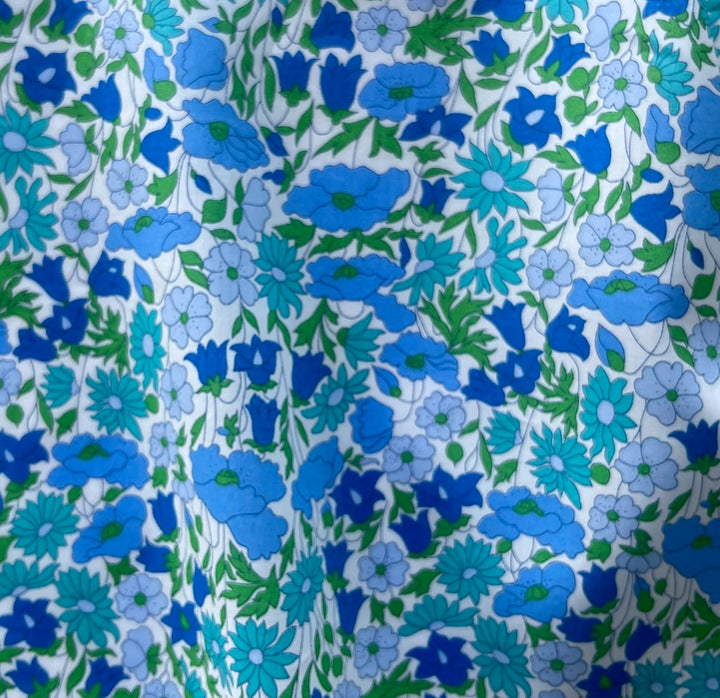 Poppy and Daisy Blue Liberty of London Tana Cotton Lawn (Made in Italy)