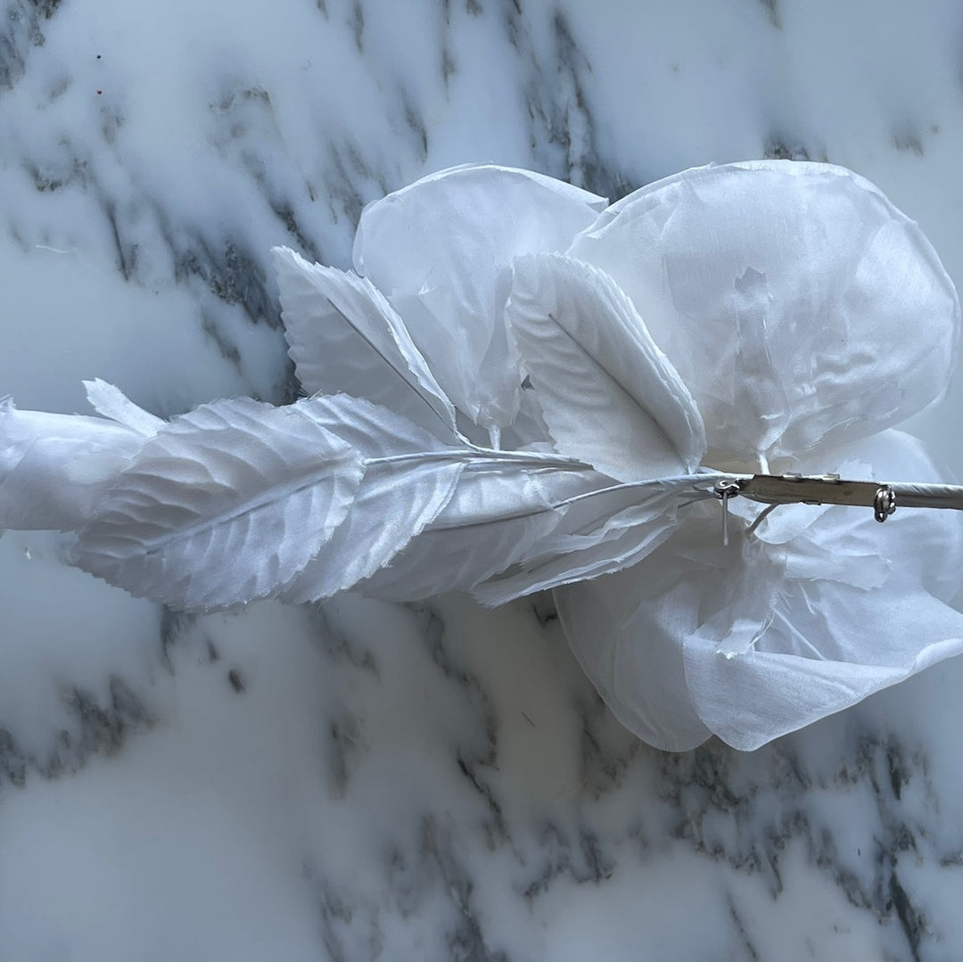 Porcelain White Rose Tussie Mussie Silk Flower (Made in USA)