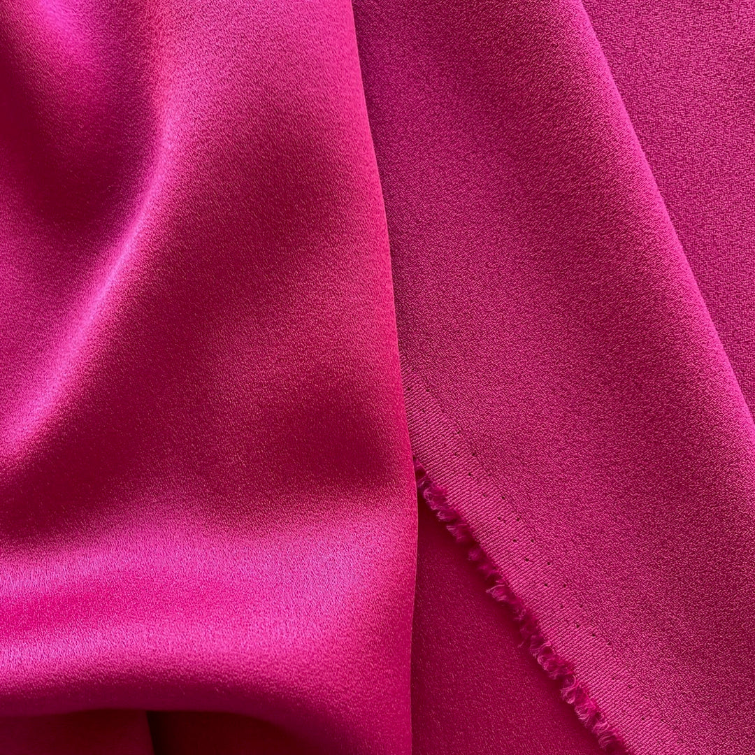 Hugo Boss Saturated Fuchsia Rayon Blend Crepe Back Satin (Made in Italy)