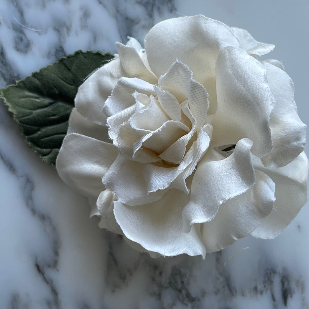 Delicate Off-White Open Rose Silk Satin Flower (Made in USA)