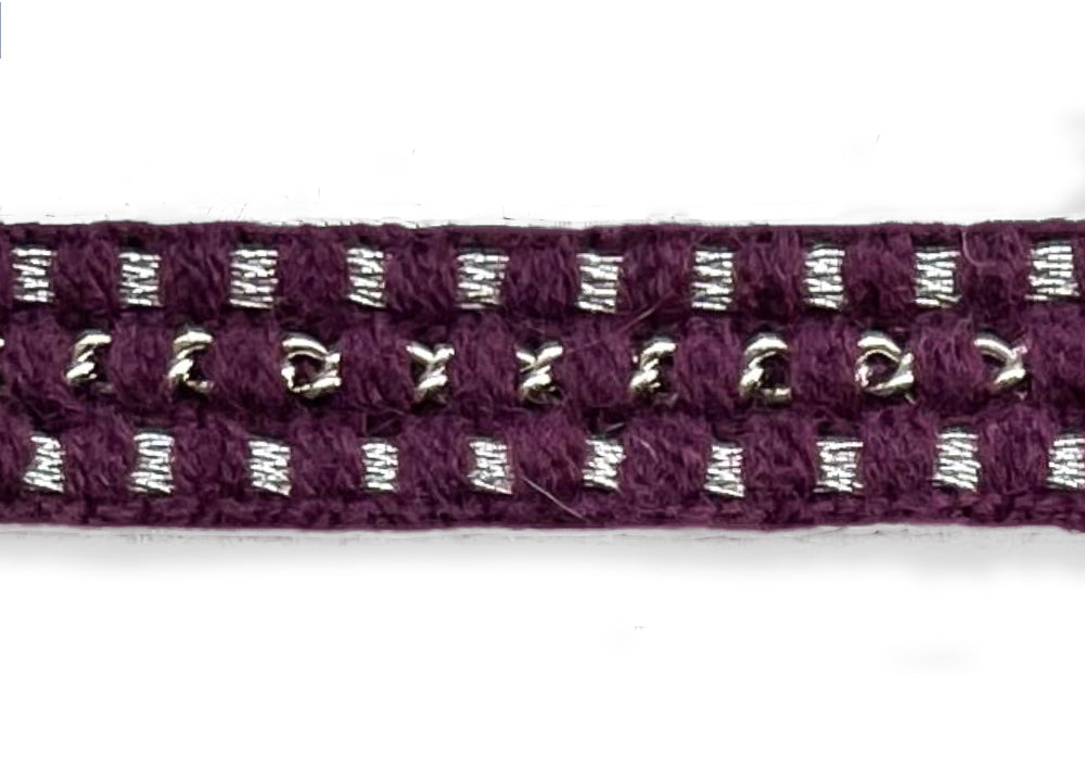 5/8" Royal Plum & Silver Threaded Trim (Made in France)