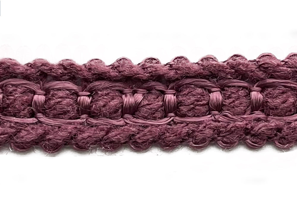 3/4" Fuzzy Dusted Mauve Braided Trim (Made in France)