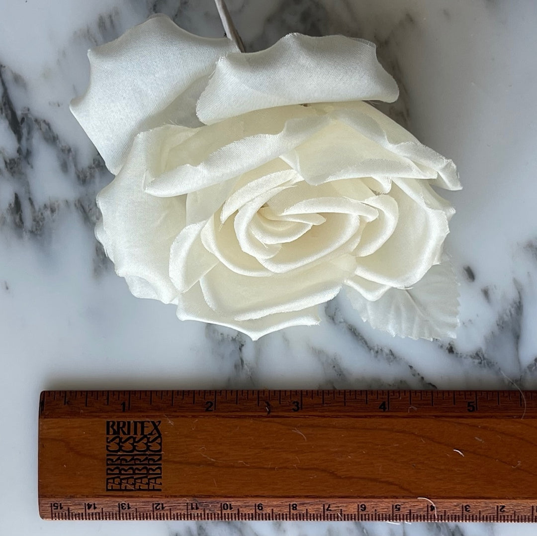Powder Ivory Rose Silk Flower (Made in USA)