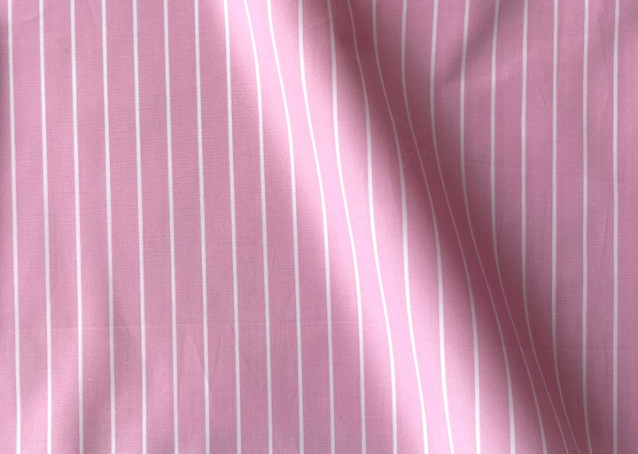 Etro Carnation Pink Striped 2-Ply Cotton Poplin Shirting (Made in Italy)