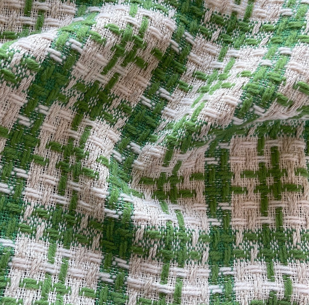 Lighter-Weight Freshly Mowed Grass Green Cotton Blend Bouclé (Made in Italy)