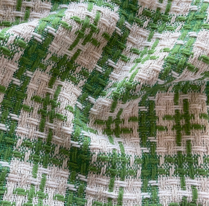 Lighter-Weight Freshly Mowed Grass Green Cotton Blend Bouclé (Made in Italy)