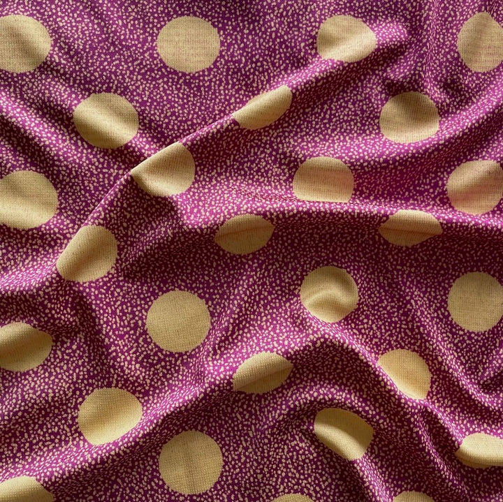 Lux Drapey Devonshire Cream Dots Silk Jersey Knit (Made in Italy)