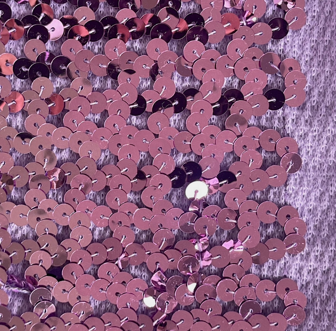 Orchid Sequins on Lavender Stretch Knit (Made in USA)