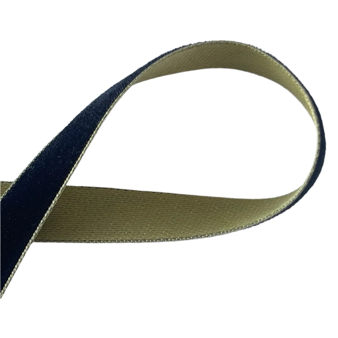 1/2" Double-Faced Black Velvet & Gold Satin Ribbon (Made in Japan)