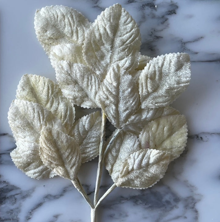 Clotted Cream Flocked Leaves (Made in USA)
