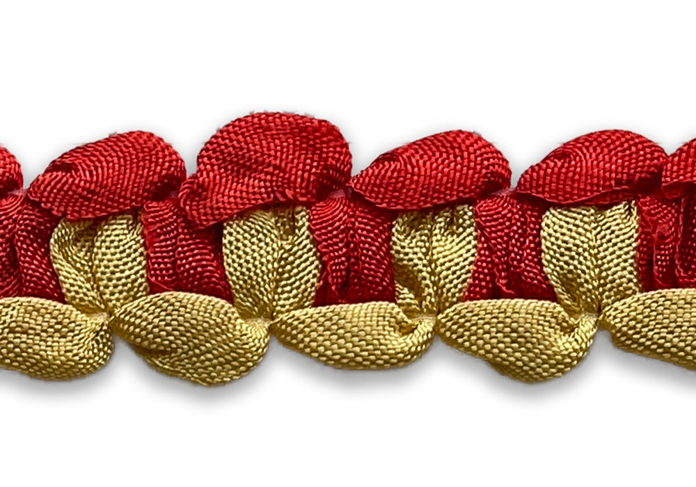 5/8" Venetian Red & Muted Gold Braided Trim (Made in USA)