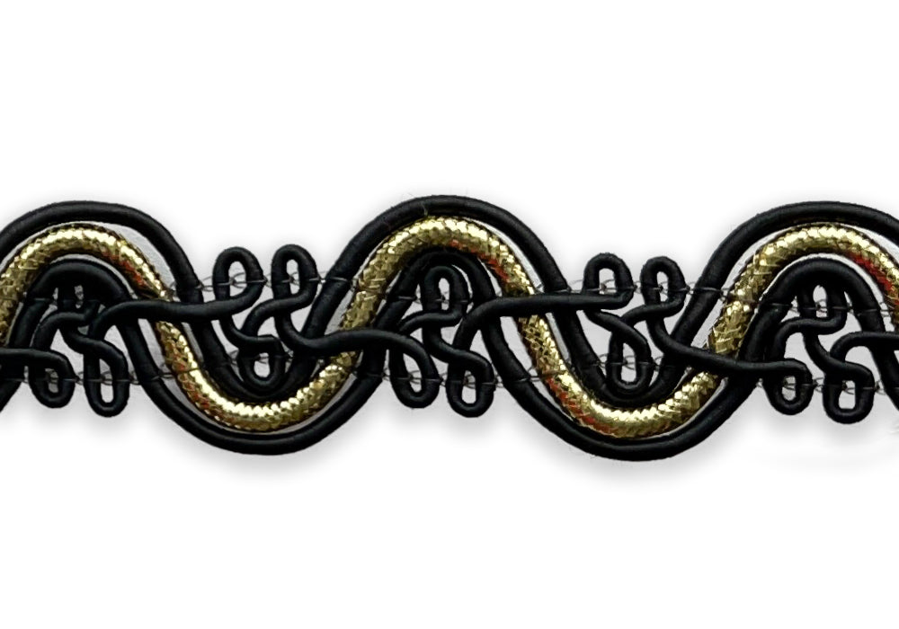 3/4" Metallic Gold Serpentine Waves Trim (Made in USA)