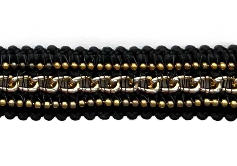 5/8" Chained & Beaded Onyx Trim (Made in France)