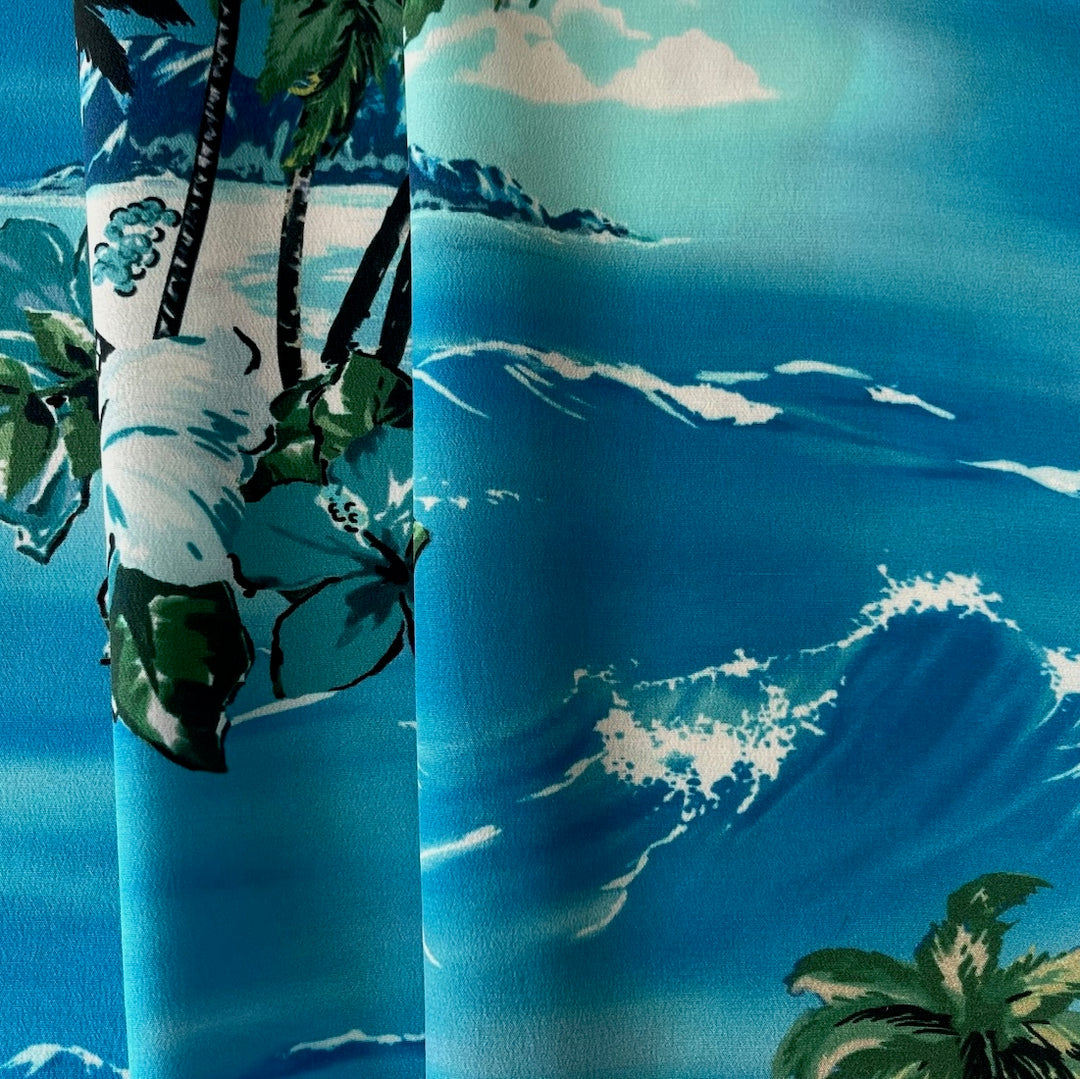Tropical Bali Ha'i Silk Crepe de Chine (Made in Italy)