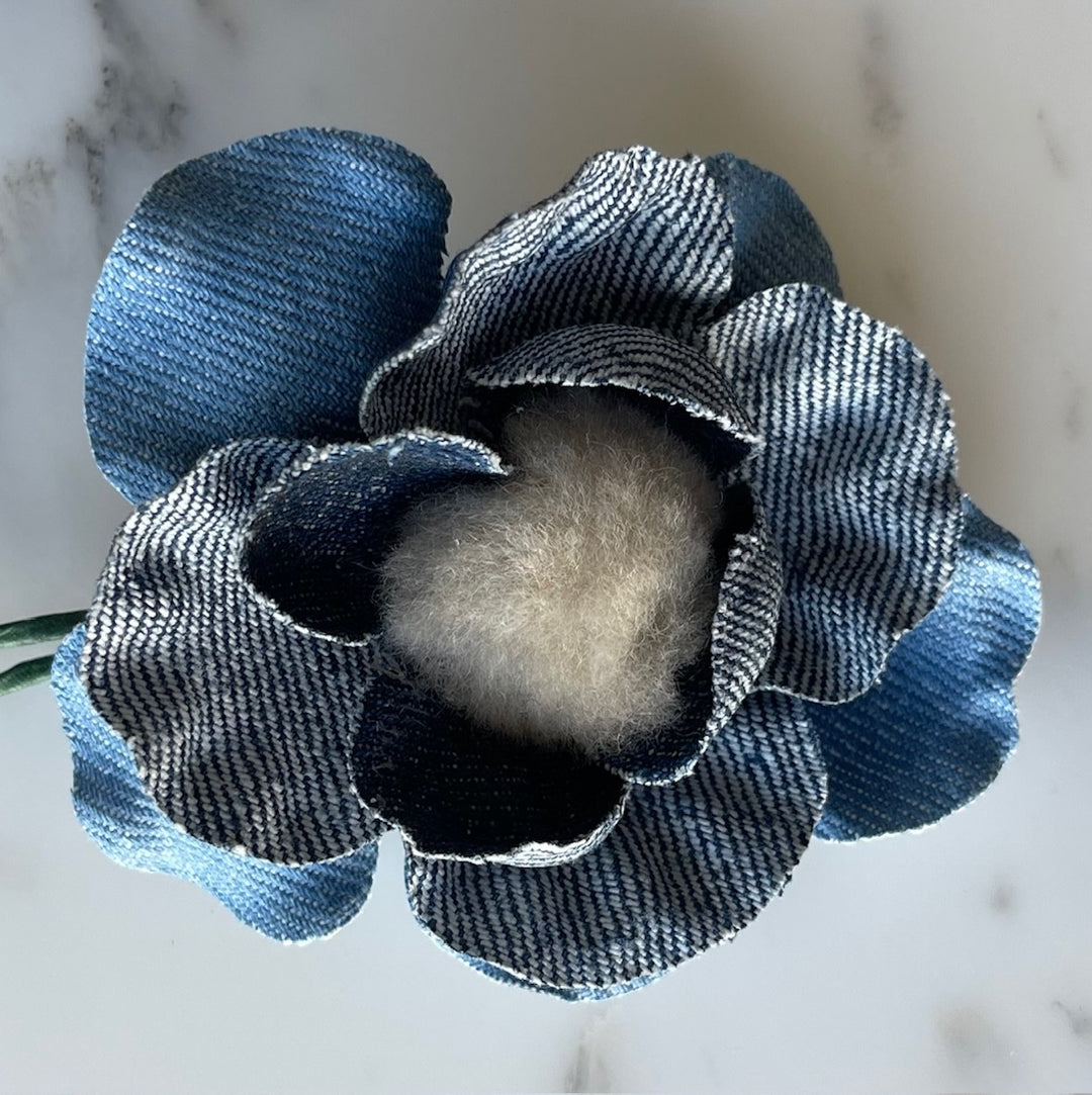 Denim & Off-White Center Flowerette (Made in USA)