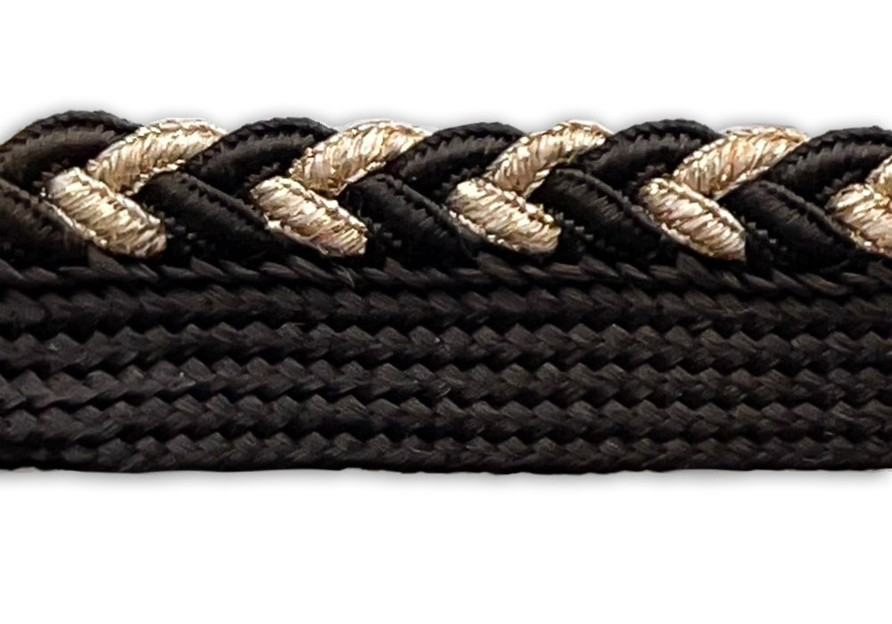5/8" Braided Bittersweet Brown & Gold Piping Trim (Made in France)