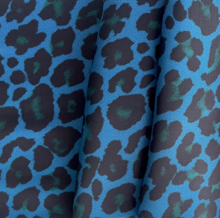 Designer Sapphire & Pine Leopard Rayon Cupro Lining (Made in Italy)