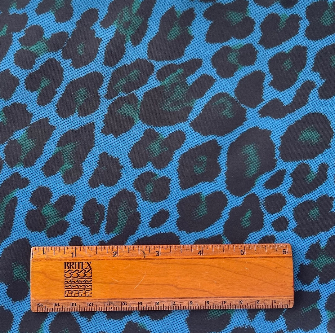 Designer Sapphire & Pine Leopard Rayon Cupro Lining (Made in Italy)