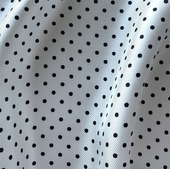 Classic Black & White Dotted Silk Twill (Made in Italy)
