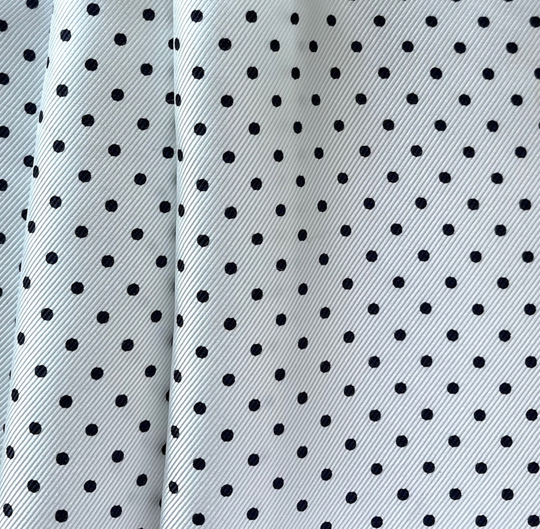 Classic Black & White Dotted Silk Twill (Made in Italy)