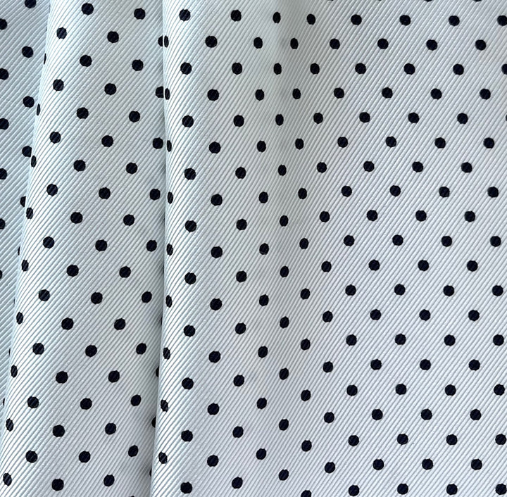 Classic Black & White Dotted Silk Twill (Made in Italy)