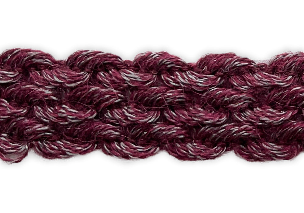 7/8" Burgundy & Smoke Braided Trim (Made in France)