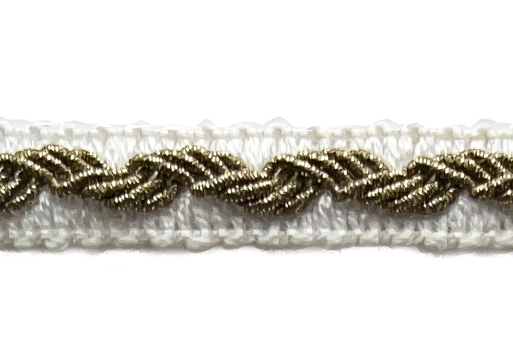 1/2" Winter White Golden Scroll Trim (Made in France)