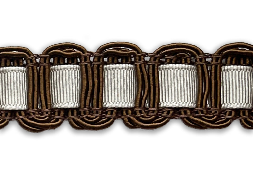 3/4" Elegant Coffee & Tan Threaded Braided Trim (Made in France)