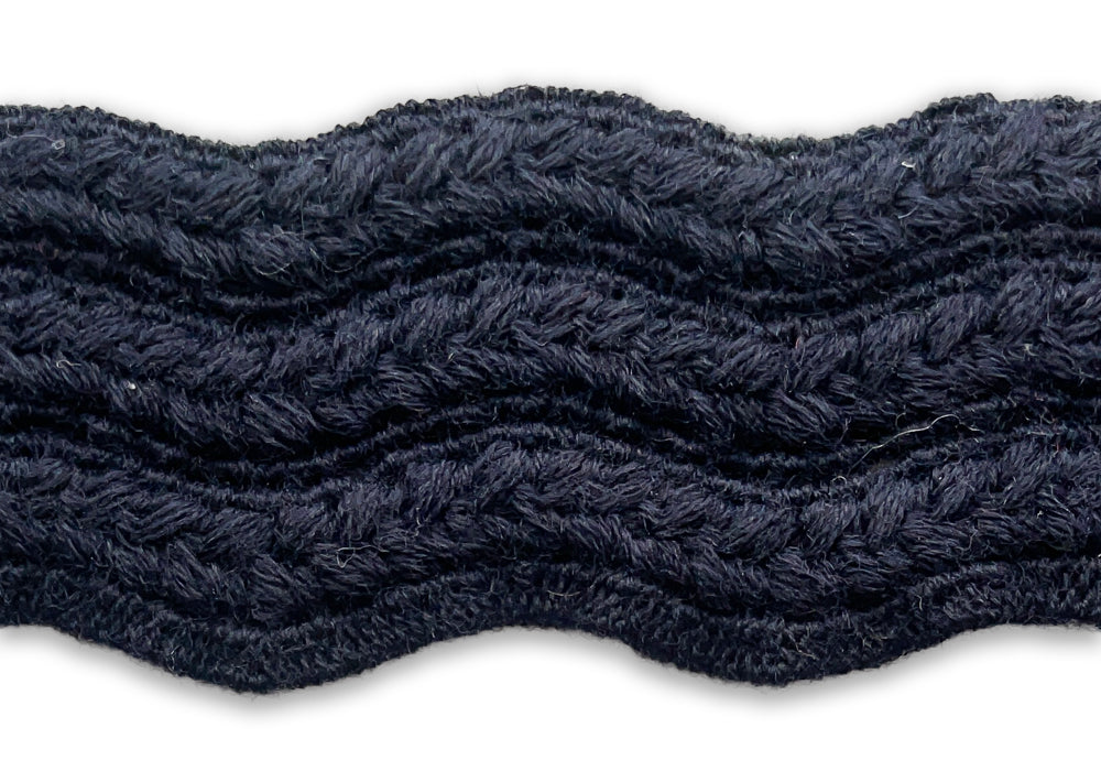 2 1/4" Space Navy Wool Braided Trim (Made in Switzerland)