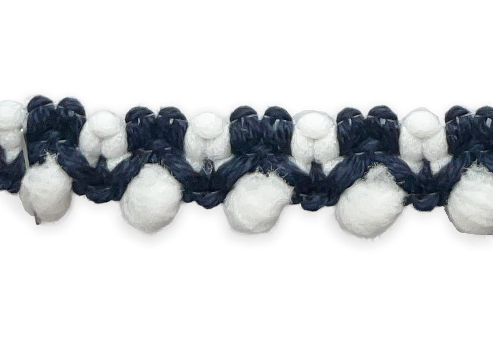 5/8" Snow Balls at Night Braided Trim (Made in France)