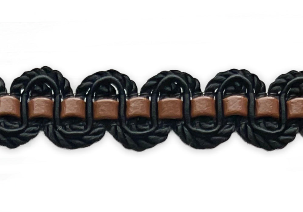 1/2" Stormy Waves & Hot Chocolate Leather Braided Trim (Made in USA)