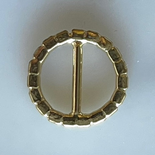 5/8" Clear Rhinestone & Gold Round Metal Buckle