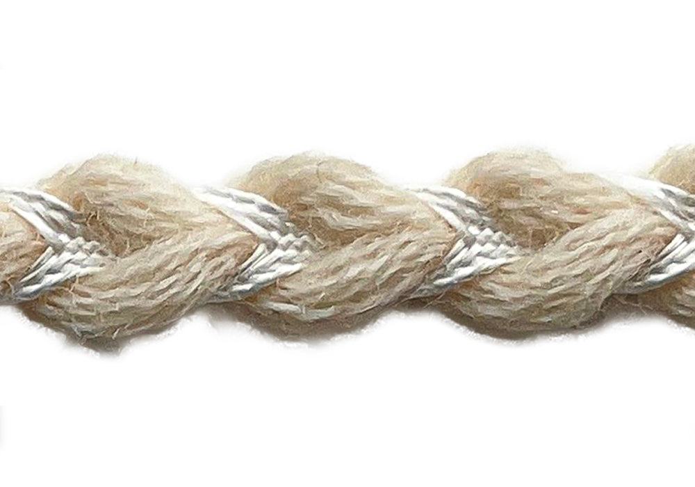 3/8" Bisque & White Braided Trim (Made in France)