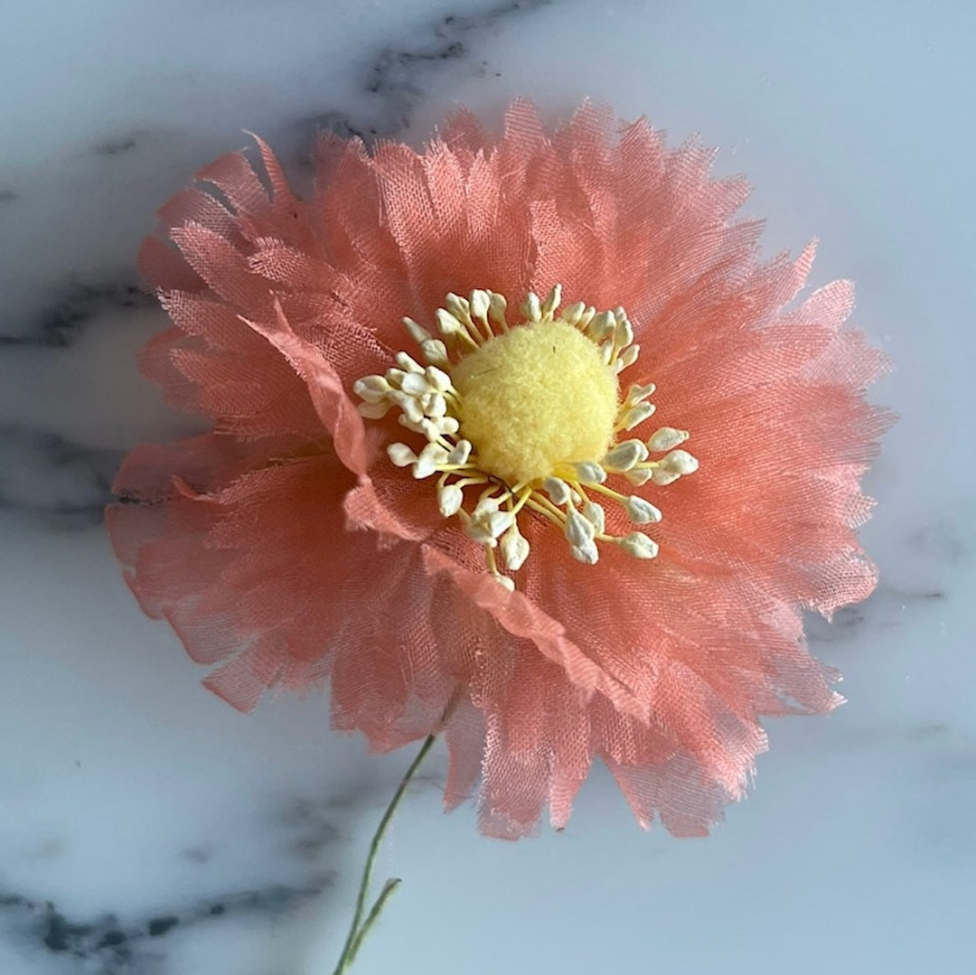 Peach Frilled Silk Flower (Made in USA)