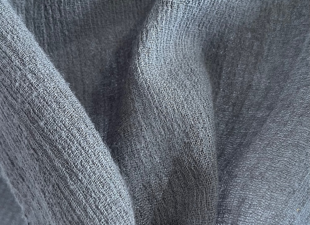 Semi-Sheer Smoke Crinkled Wool Gauze (Made in Italy)