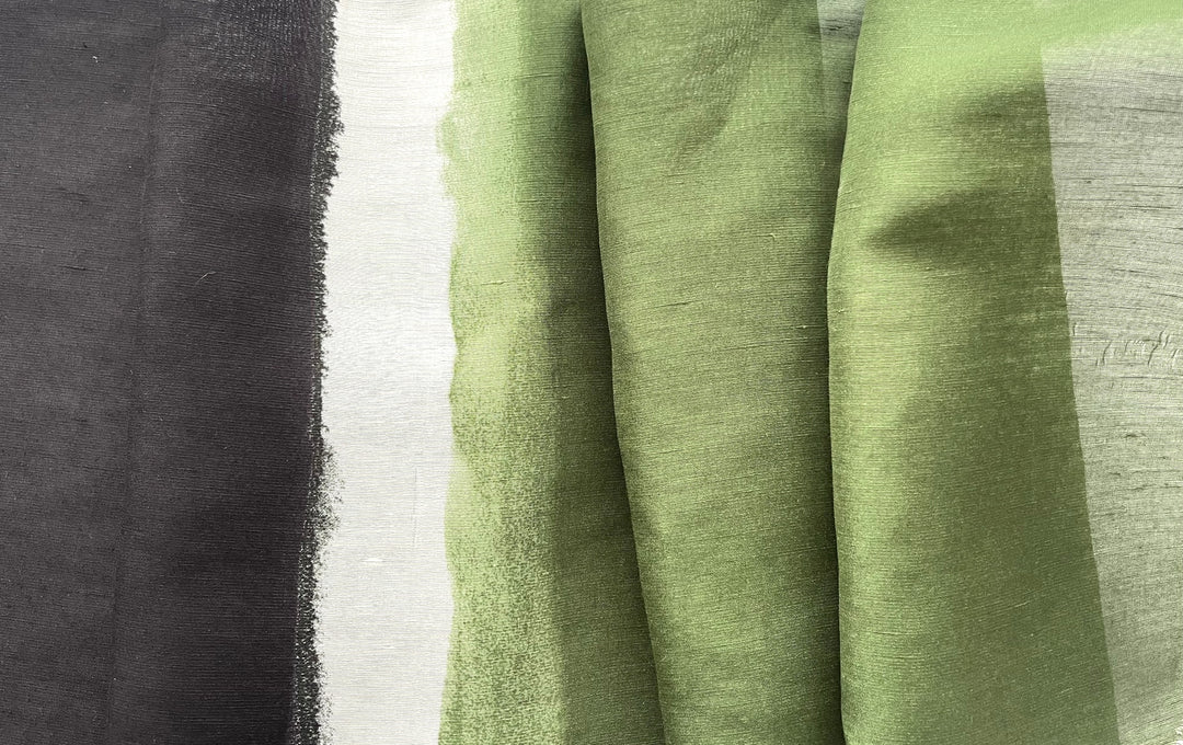 Semi-Sheer Tourmaline, White & Soft Black Striped Linen Blend (Made in Italy)