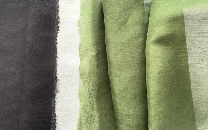 Semi-Sheer Tourmaline, White & Soft Black Striped Linen Blend (Made in Italy)