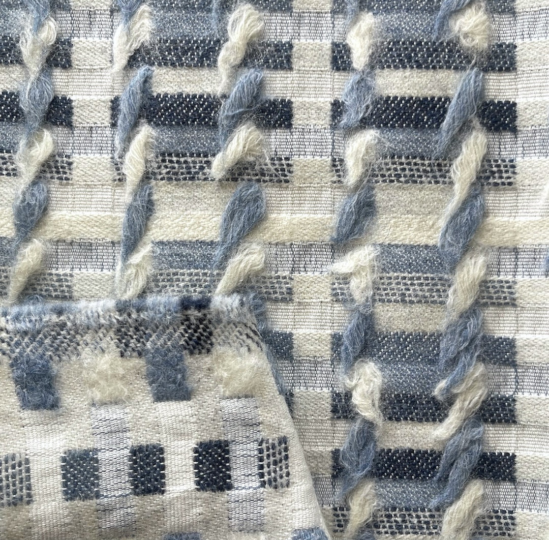 Piet's Denim Stacks Reversible Wool Blend Upholstery Fabric (Made in Turkey)