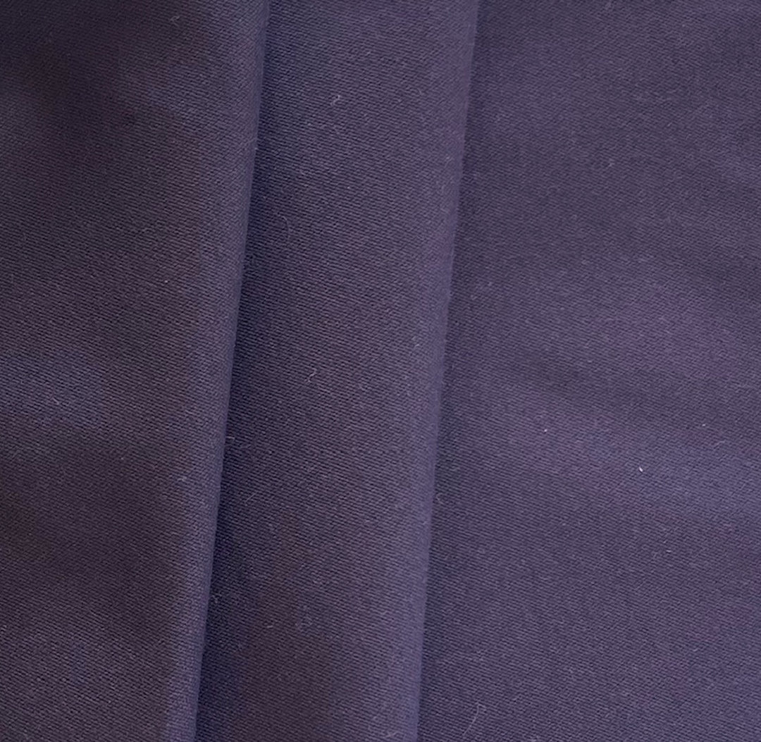 Designer Mid-Weight Eggplant Sueded Cotton Twill (Made in Italy)
